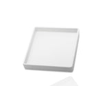 Square Tray for Organization, 11 Inch Plastic Serving Tray, Multi-Purpose Decorative Tray for Bathroom Countertop, Dresser, Ottoman & Coffee Table, Vanity Tray for Jewelry & Makeup, White
