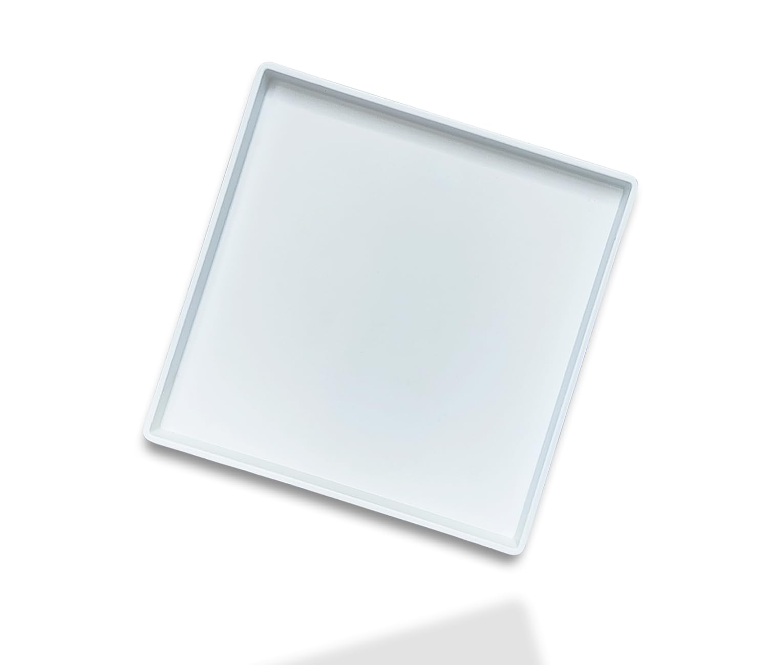 Square Tray for Organization, 11 Inch Plastic Serving Tray, Multi-Purpose Decorative Tray for Bathroom Countertop, Dresser, Ottoman & Coffee Table, Vanity Tray for Jewelry & Makeup, White
