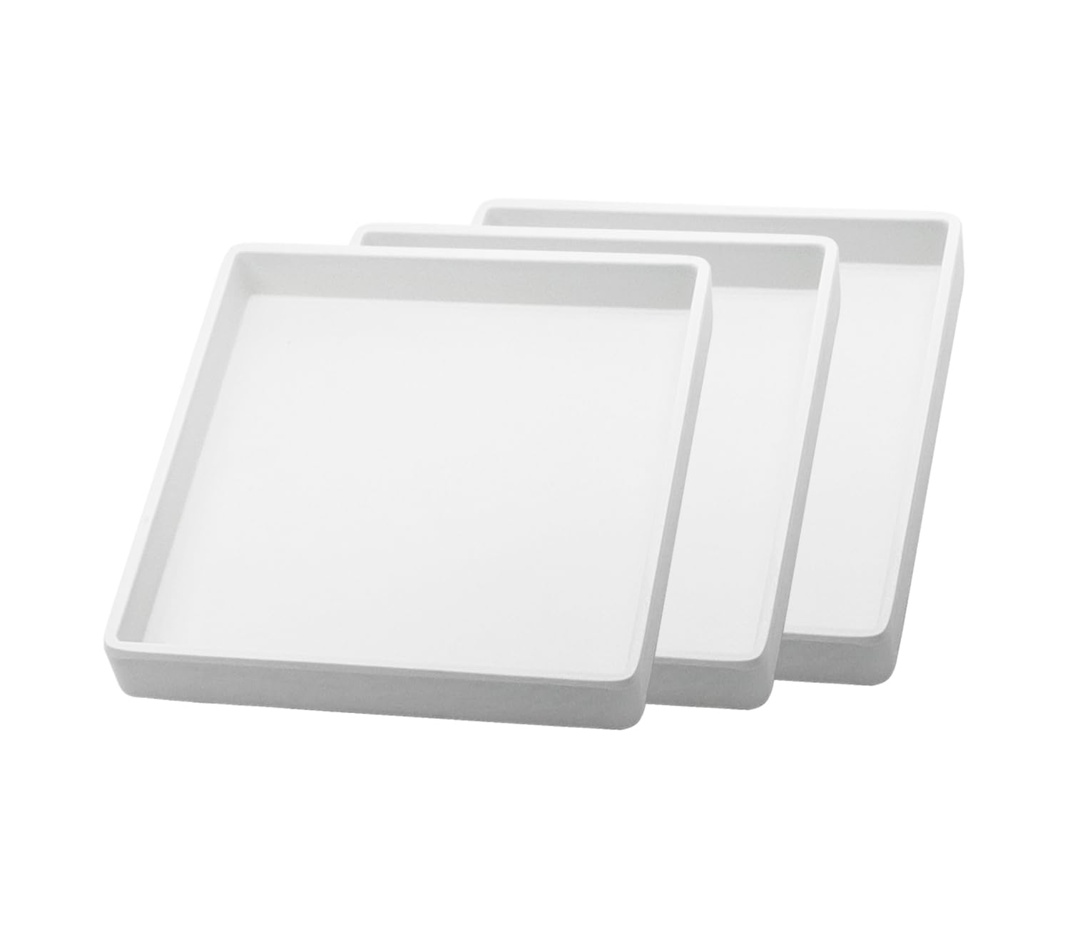 Square Tray for Organization, 11 Inch Plastic Serving Tray, Multi-Purpose Decorative Tray for Bathroom Countertop, Dresser, Ottoman & Coffee Table, Vanity Tray for Jewelry & Makeup, White