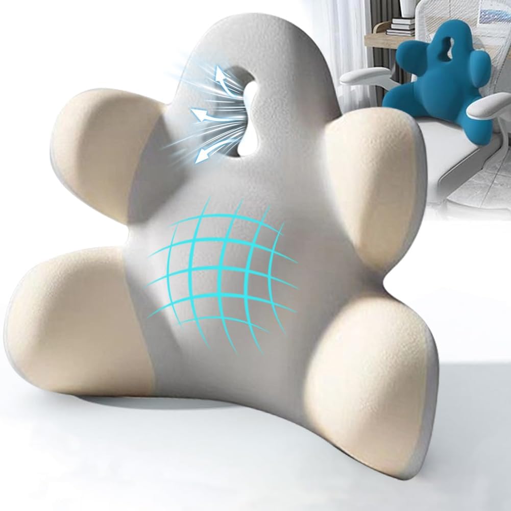 Lumbar Support Pillow for Office Chair, Back Pillow Lumbar Support for Car, Chair, Sofa - Improve Lower Back Pain Relief & Sitting Posture, Memory Foam Back Cushion for Long Sitting (Blue-01)