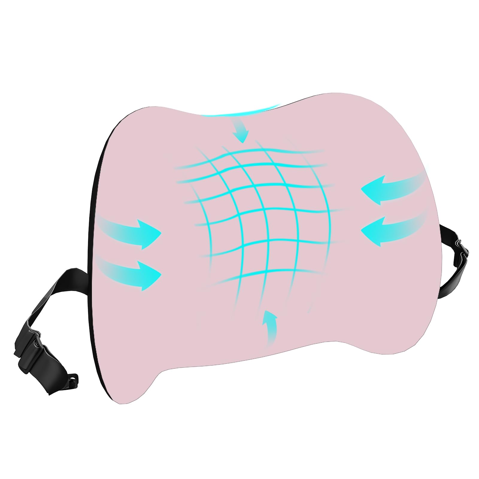 Lumbar Support Pillow for Office Chair, Car Lumbar Pillow Lower Back Pain Relief, Memory Foam Back Cushion with Adjustable Straps, Ergonomic Chair Back Pillow for Gaming Chair, Car, Bed (PINK)