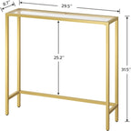 HOOBRO 29.5" Narrow Console Table, Modern Sofa Table Behind Couch, Tempered Glass Entryway Table, Small Side Table for Entrance, Living Room, Foyer, Hallway, Bedroom, Gold GD07XG01