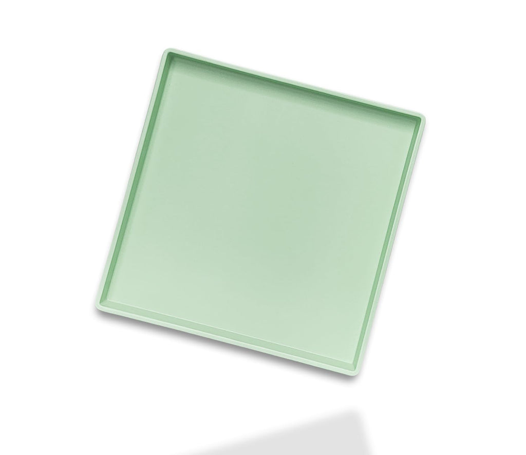 Square Tray for Organization, 11 Inch Plastic Serving Tray, Multi-Purpose Decorative Tray for Bathroom Countertop, Dresser, Ottoman & Coffee Table, Vanity Tray for Jewelry & Makeup, White