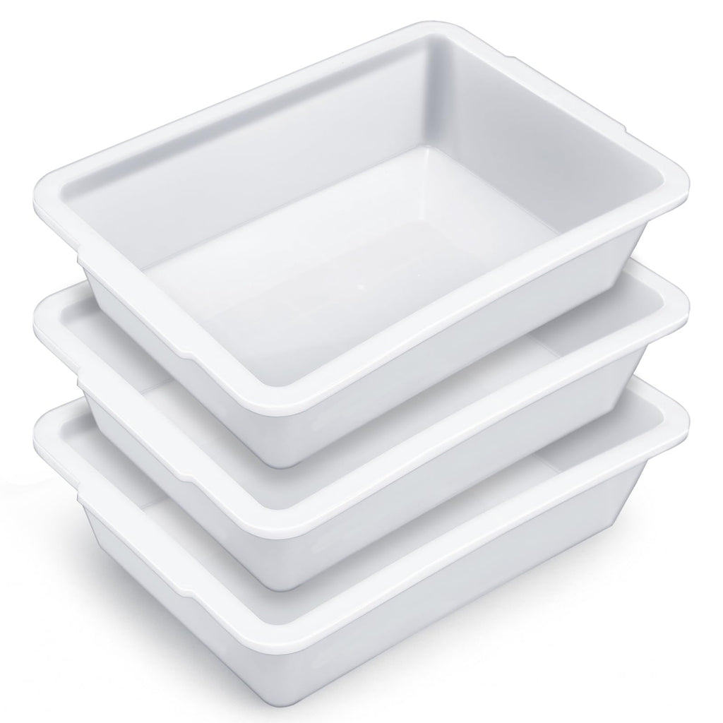 Remerry 3 Pack Polypropylene Containment Tray 15" L x 10.8" W x 4" H Rectangular Lab Tray for Sterilizing and Drying Laboratory Supplies, Durable and Temperature Resistant Plastic
