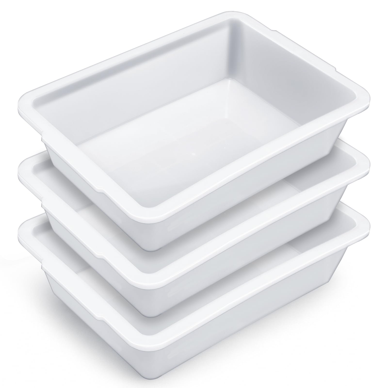 Remerry 3 Pack Polypropylene Containment Tray 15" L x 10.8" W x 4" H Rectangular Lab Tray for Sterilizing and Drying Laboratory Supplies, Durable and Temperature Resistant Plastic