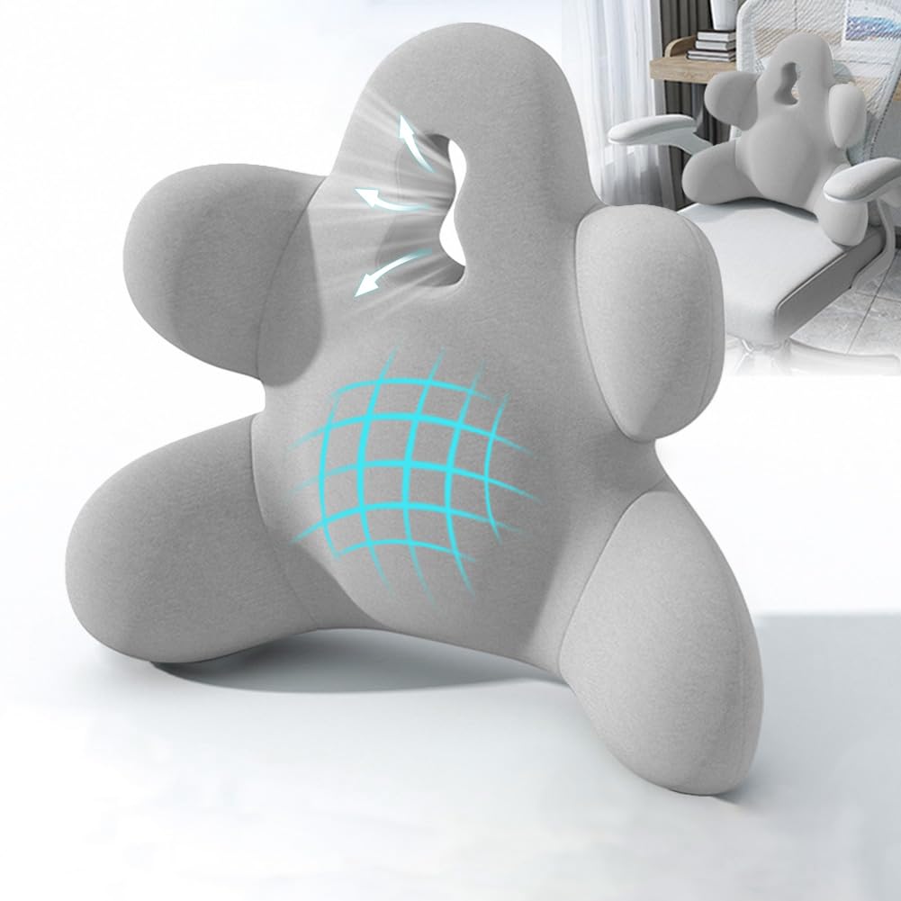 Lumbar Support Pillow for Office Chair, Back Pillow Lumbar Support for Car, Chair, Sofa - Improve Lower Back Pain Relief & Sitting Posture, Memory Foam Back Cushion for Long Sitting (Blue-01)