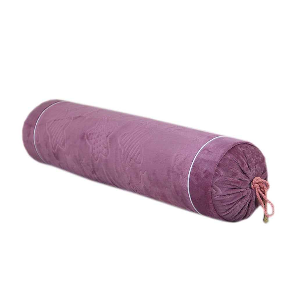 Solid Colors Bolster Cylindrical Candy Pillow Sleeping Cushion Neck Pillows Washable Waist Pillow (Pale Mauve)