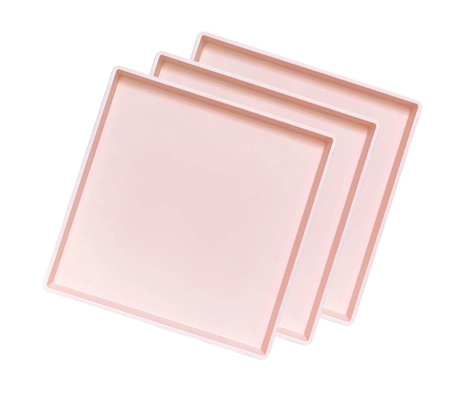 Square Tray for Organization, 11 Inch Plastic Serving Tray, Multi-Purpose Decorative Tray for Bathroom Countertop, Dresser, Ottoman & Coffee Table, Vanity Tray for Jewelry & Makeup, White