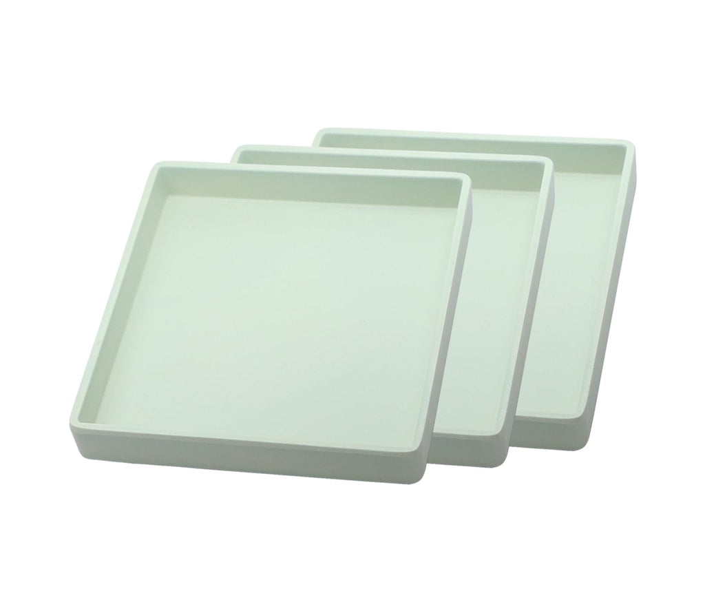 Square Tray for Organization, 11 Inch Plastic Serving Tray, Multi-Purpose Decorative Tray for Bathroom Countertop, Dresser, Ottoman & Coffee Table, Vanity Tray for Jewelry & Makeup, White