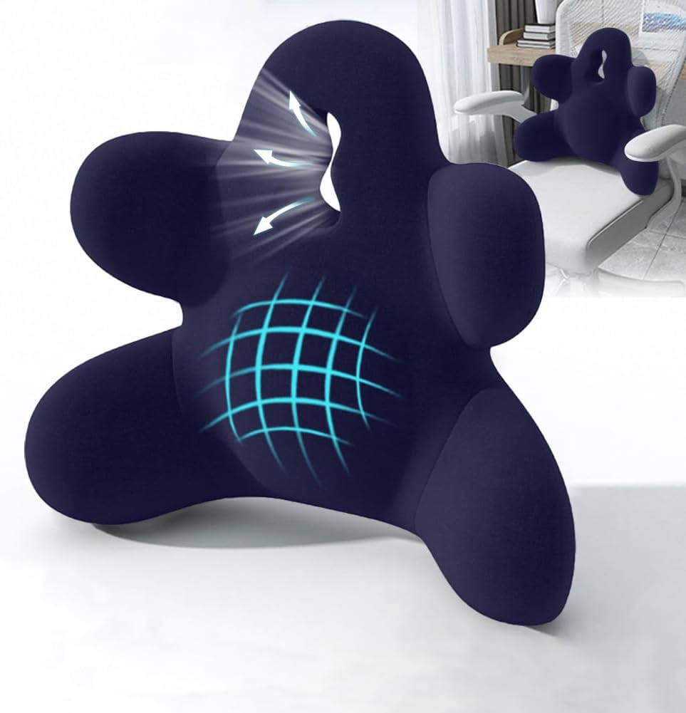 Lumbar Support Pillow for Office Chair, Back Pillow Lumbar Support for Car, Chair, Sofa - Improve Lower Back Pain Relief & Sitting Posture, Memory Foam Back Cushion for Long Sitting (Blue-01)