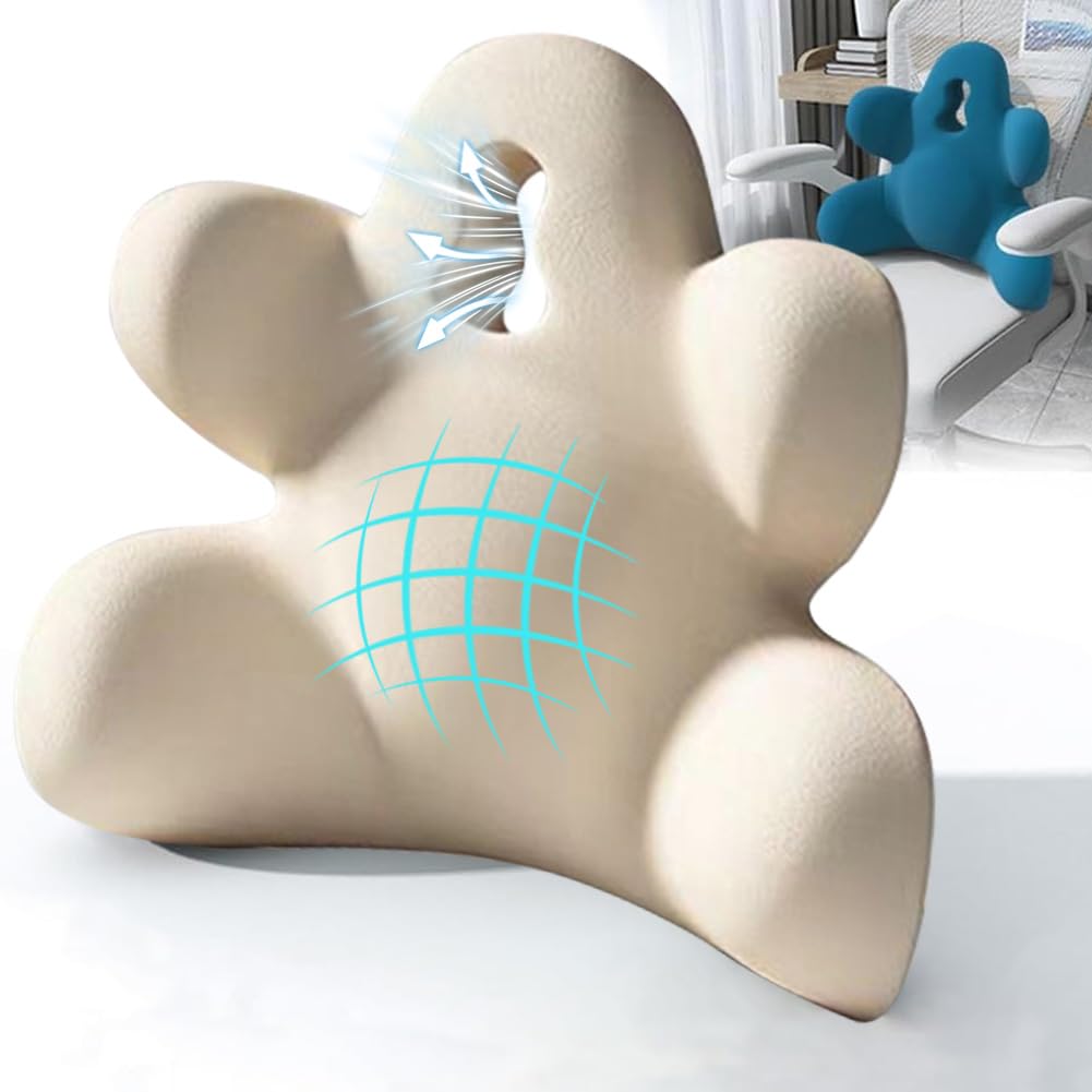 Lumbar Support Pillow for Office Chair, Back Pillow Lumbar Support for Car, Chair, Sofa - Improve Lower Back Pain Relief & Sitting Posture, Memory Foam Back Cushion for Long Sitting (Blue-01)