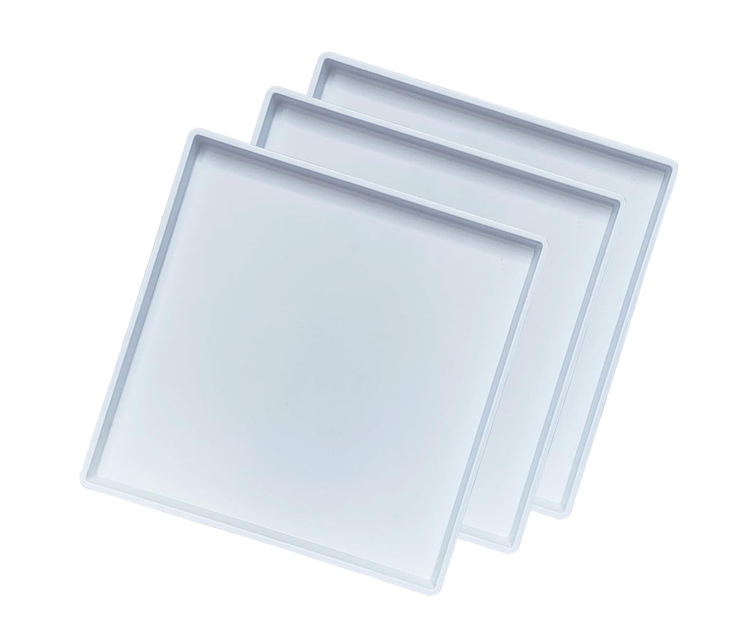 Square Tray for Organization, 11 Inch Plastic Serving Tray, Multi-Purpose Decorative Tray for Bathroom Countertop, Dresser, Ottoman & Coffee Table, Vanity Tray for Jewelry & Makeup, White