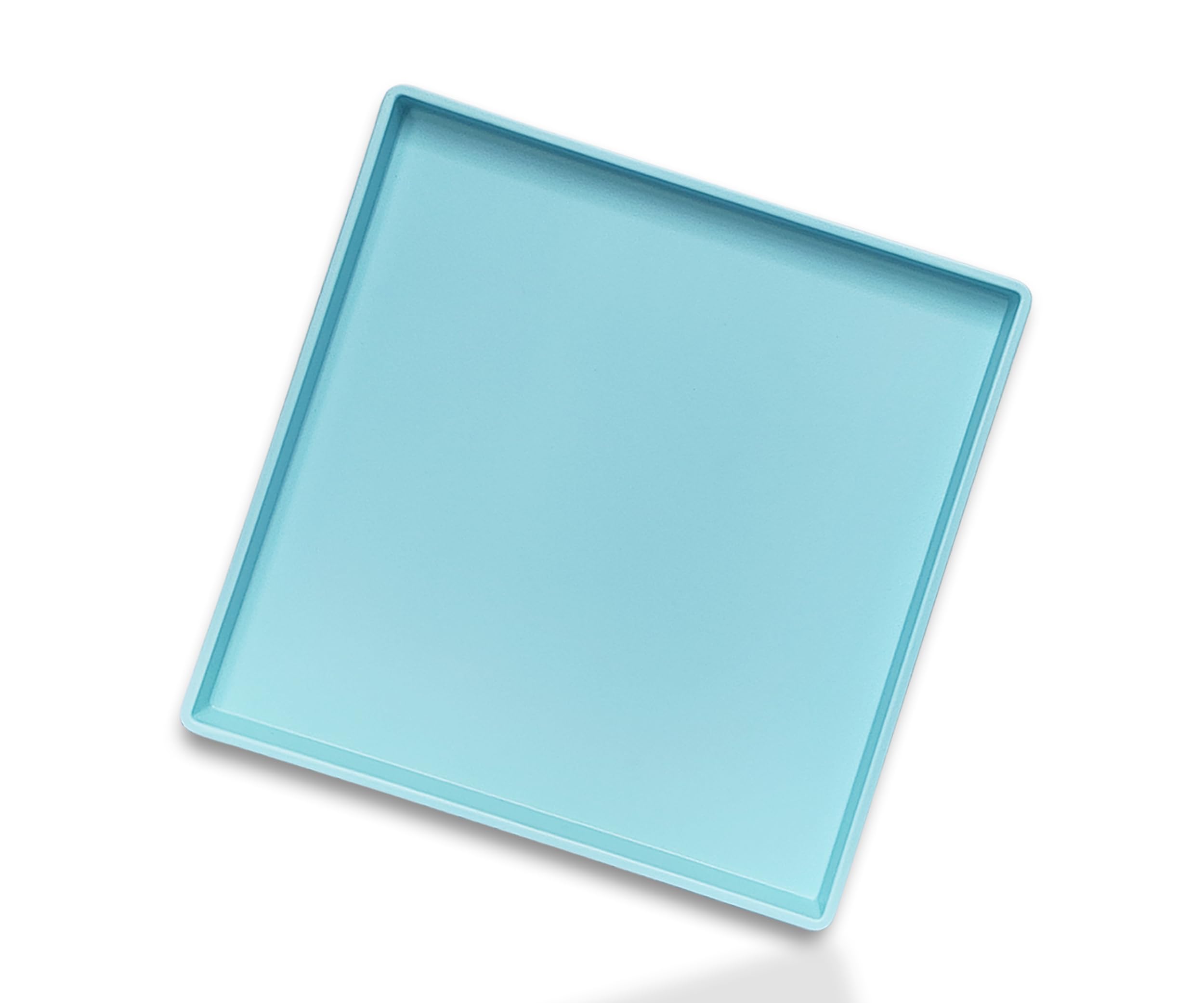Square Tray for Organization, 11 Inch Plastic Serving Tray, Multi-Purpose Decorative Tray for Bathroom Countertop, Dresser, Ottoman & Coffee Table, Vanity Tray for Jewelry & Makeup, White