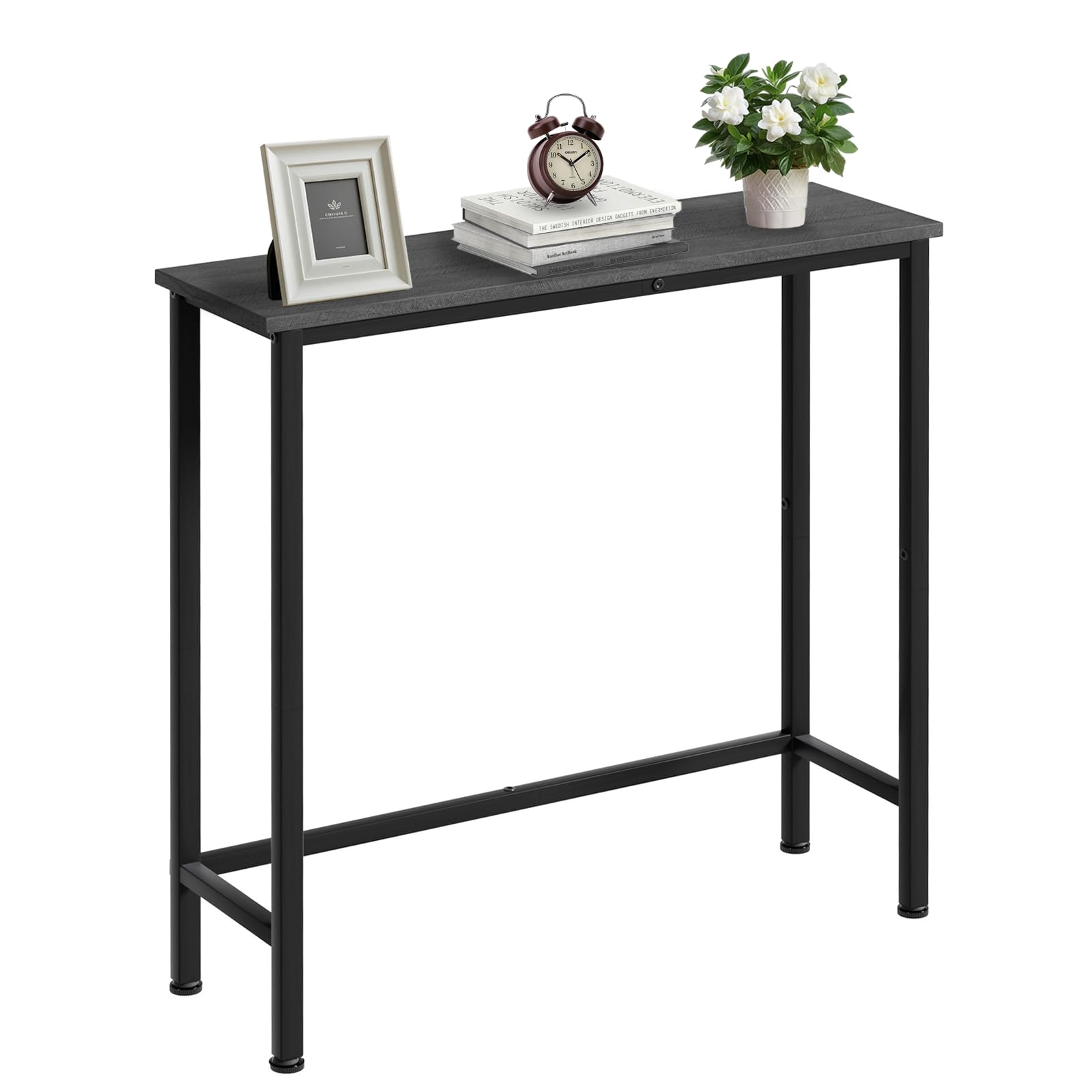 Narrow Console Table, 29.5" Small Entryway Table, Thin Hallway Tables, Slim Sofa Side Tables for Hallway, Living Room, Bedroom, Foyer, Marbleized White
