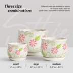 STHIE Pink Ceramic Flower Pots, 4"+5.2"+6.6" Inch Small Flower Pots for Indoor Plant with Drainage Hole,Modern Decorative Plant Pots Set of 3, Indoor Planters with Saucer