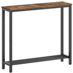 YATINEY Narrow Console Table, 2-Tier Small Sofa Table, 29.5" Thin Entryway Behind Couch Table with Shelves, Industrial Hallway Table, for Living Room, Foyer, White and Gold CT03DW