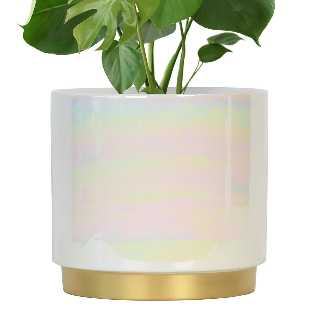 Gepege Ceramic Pots for Plants, Rainbow Pearl Glaze Planter with Drainage Hole, 6.0 inch+5.0 Inch+4.0 Inch. Indoor-Outdoor Large Round Succulent Orchid Flower Pots