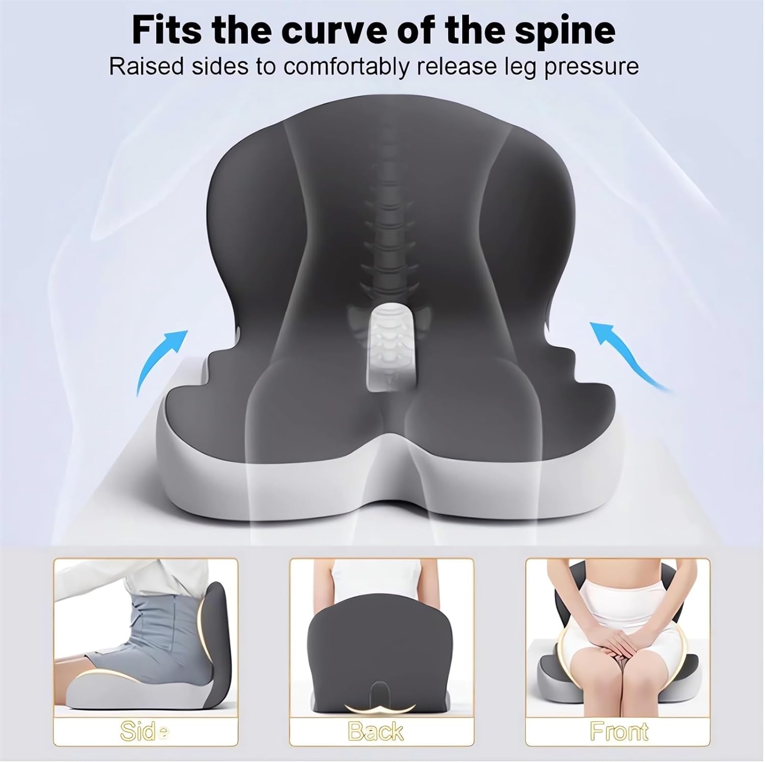 Memory Foam L-Shaped Integrated Seat Cushions for Car Truck Driver Ergonomic L Shape Lumbar Cushion Sciatica Back Pain Relief Office Chair Butt and Back Support Pillow Long Driving Booster Seat (G1)
