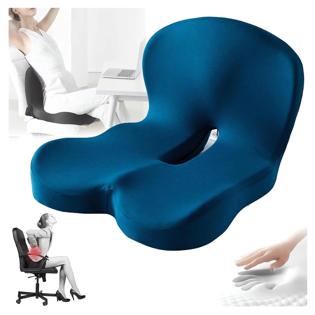 Memory Foam L-Shaped Integrated Seat Cushions for Car Truck Driver Ergonomic L Shape Lumbar Cushion Sciatica Back Pain Relief Office Chair Butt and Back Support Pillow Long Driving Booster Seat (G1)