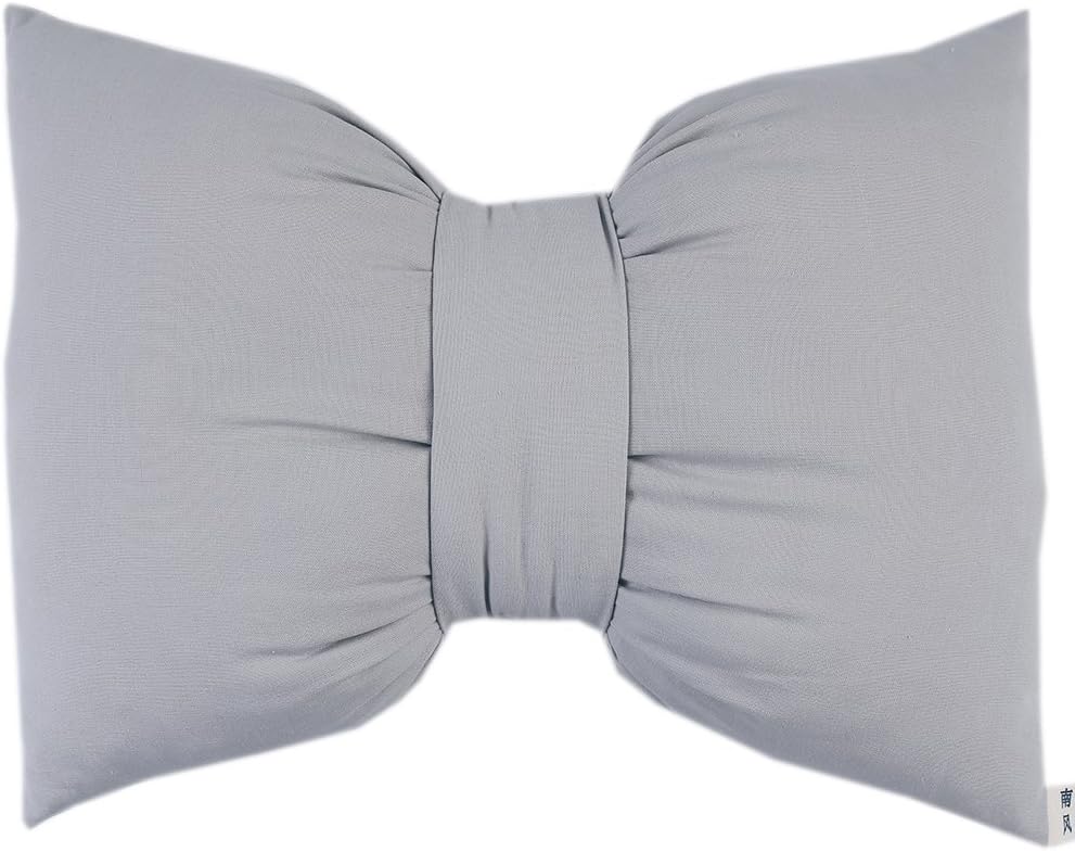 Dark Colors Handmade Household Bowknots Pillow Solid Colors Cushion Car Waist Pillow Sofa Decorative Cushions 60×46CM/23.6"×18.1" (Light Gray)