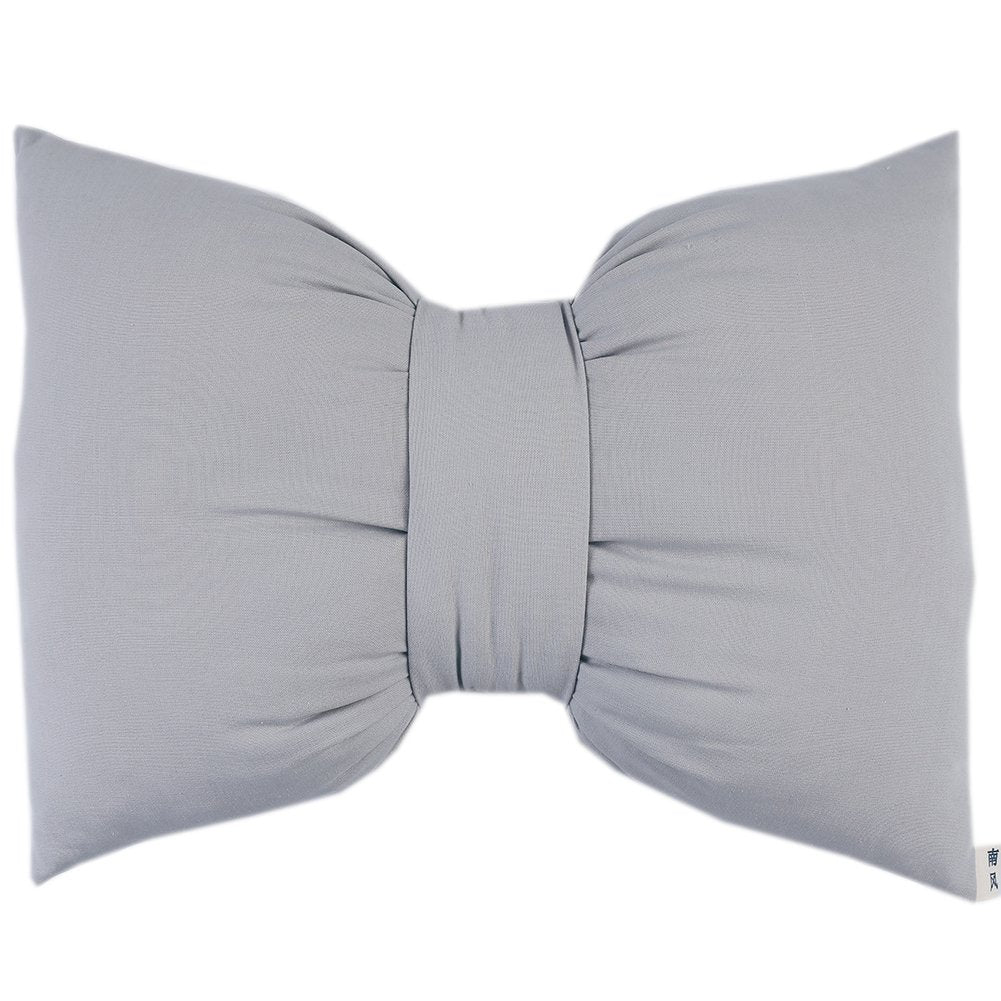 Dark Colors Handmade Household Bowknots Pillow Solid Colors Cushion Car Waist Pillow Sofa Decorative Cushions 60×46CM/23.6"×18.1" (Light Gray)
