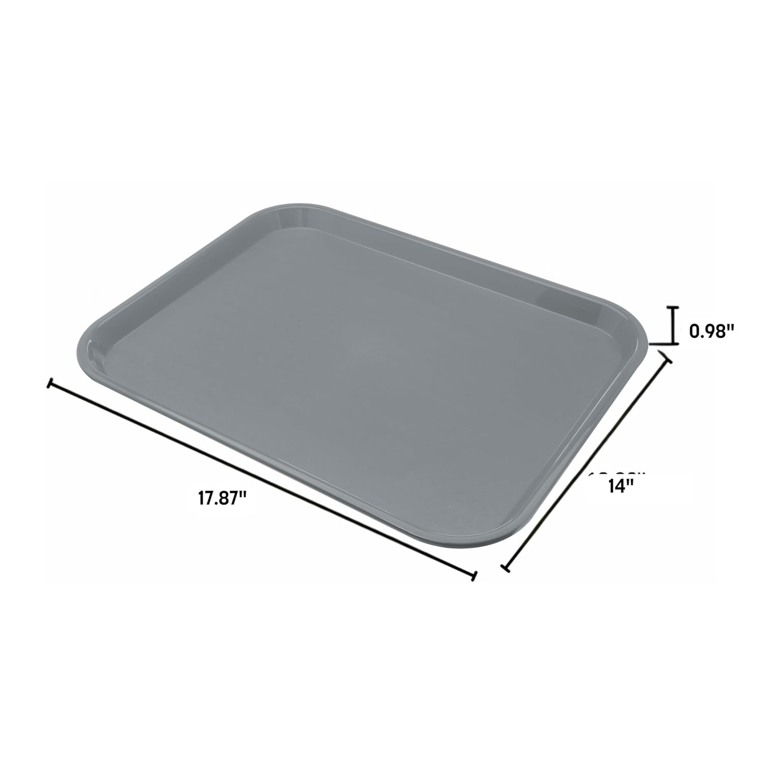 Carlisle FoodService Products Café Cafeteria Tray, Fast Food Tray for Restaurant or Commercial Use, 14" x 18", 12 Count, Black