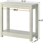 32" Washed Oak Farmhouse Narrow Console Table with Open Storage for Entryway Behind Sofa, Easy Assembly