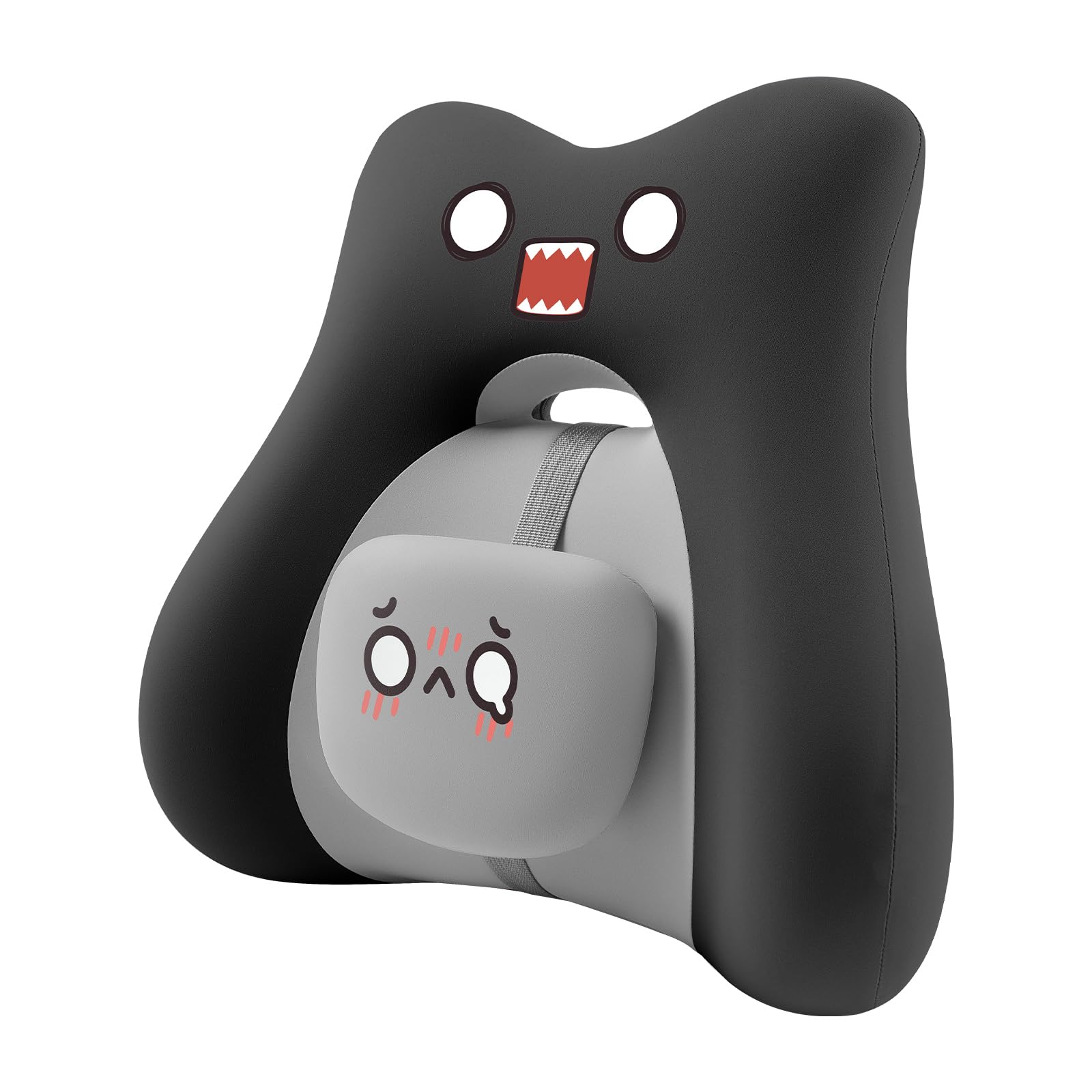 Black Cartoon Ergonomic Memory Foam Lumbar Support Pillow for Car Office Chair Lower Back Pain Relief