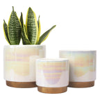 Gepege Ceramic Pots for Plants, Rainbow Pearl Glaze Planter with Drainage Hole, 6.0 inch+5.0 Inch+4.0 Inch. Indoor-Outdoor Large Round Succulent Orchid Flower Pots