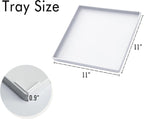 Square Tray for Organization, 11 Inch Plastic Serving Tray, Multi-Purpose Decorative Tray for Bathroom Countertop, Dresser, Ottoman & Coffee Table, Vanity Tray for Jewelry & Makeup, White