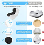 Memory Foam L-Shaped Integrated Seat Cushions for Car Truck Driver Ergonomic L Shape Lumbar Cushion Sciatica Back Pain Relief Office Chair Butt and Back Support Pillow Long Driving Booster Seat (G1)