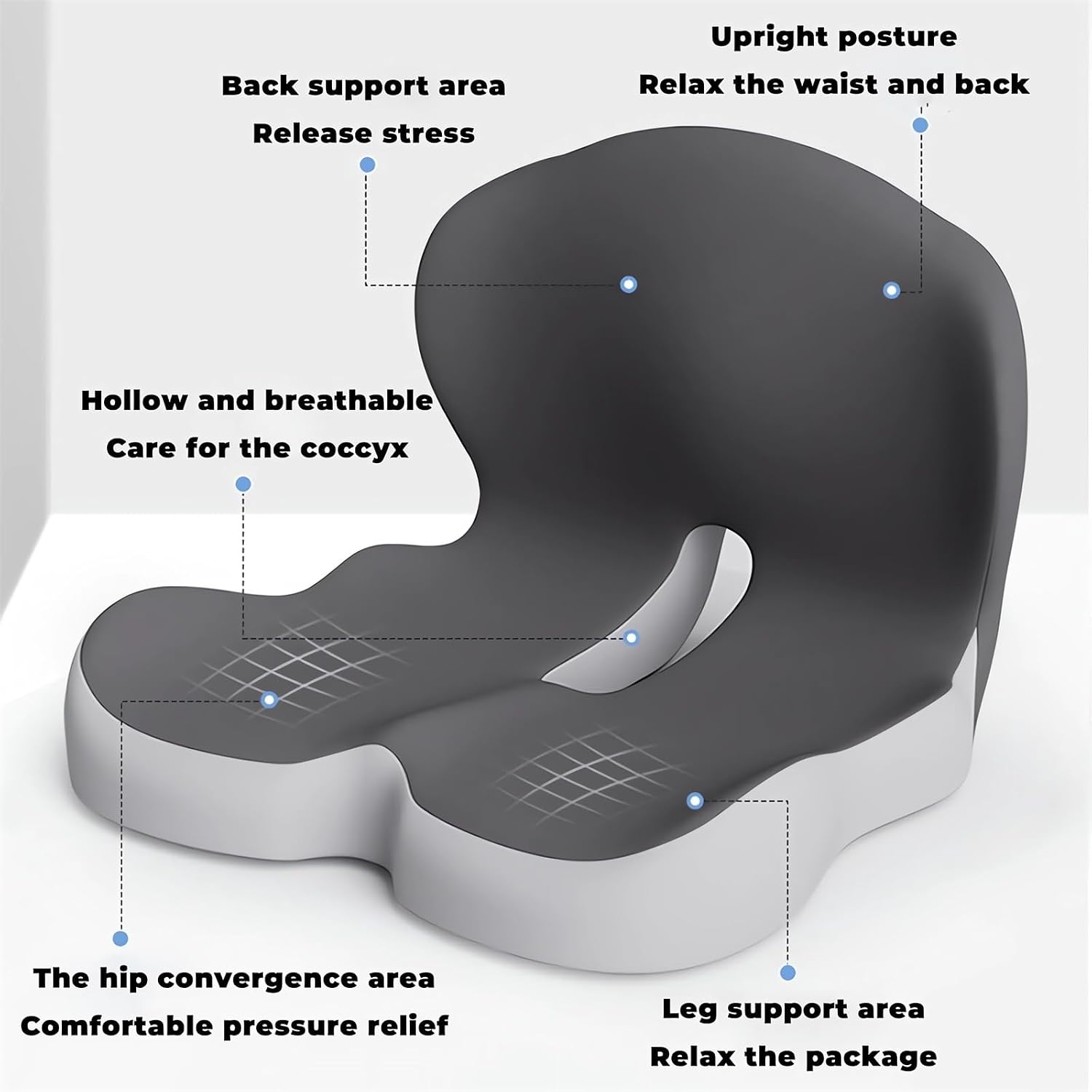 Memory Foam L-Shaped Integrated Seat Cushions for Car Truck Driver Ergonomic L Shape Lumbar Cushion Sciatica Back Pain Relief Office Chair Butt and Back Support Pillow Long Driving Booster Seat (G1)