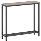 YATINEY Narrow Console Table, 2-Tier Small Sofa Table, 29.5" Thin Entryway Behind Couch Table with Shelves, Industrial Hallway Table, for Living Room, Foyer, White and Gold CT03DW