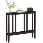 ELYKEN Bamboo 2-Tier Narrow Console Table, 36.2" Long Slim Sofa Table Behind Couch for Entryway, Hallway, Living Room, Natural