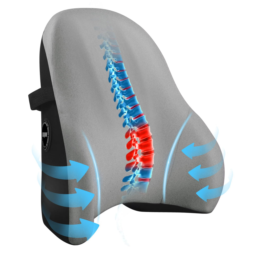 LIQUN Memory Foam Seat Waist Pillow, for Office Chair, Car, Game Chair Lower Back Pain Relief and Improve Posture Lumbar Support Pillow, (Black)