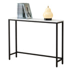 loglus Console Table for Entryway, Faux Marble MDF Indoors Sofa Table with Golden Frame for Small Rooms, Double Layer, White Marble, 9.45" D x 38.19" W x 29.72" H