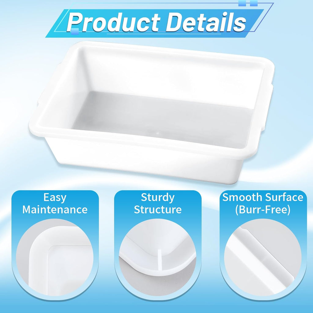 Remerry 3 Pack Polypropylene Containment Tray 15" L x 10.8" W x 4" H Rectangular Lab Tray for Sterilizing and Drying Laboratory Supplies, Durable and Temperature Resistant Plastic