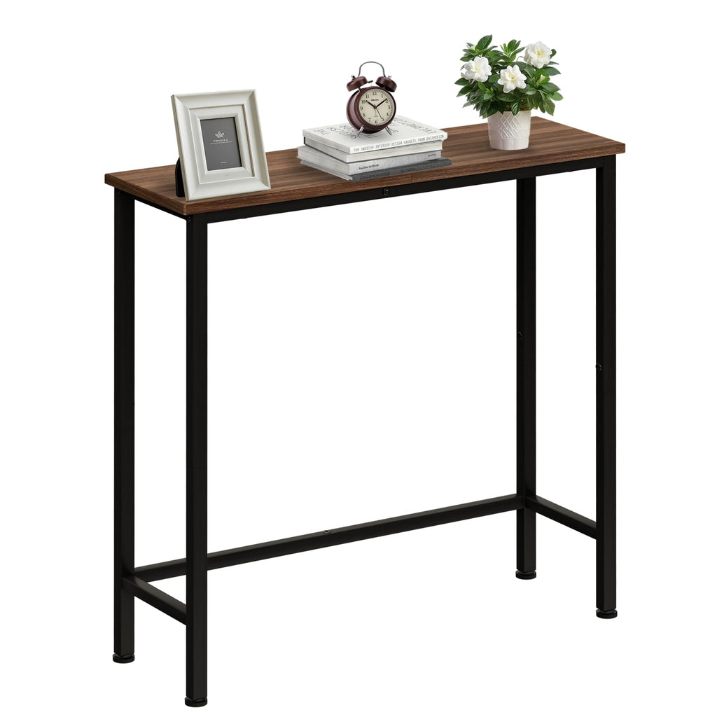 Narrow Console Table, 29.5" Small Entryway Table, Thin Hallway Tables, Slim Sofa Side Tables for Hallway, Living Room, Bedroom, Foyer, Marbleized White