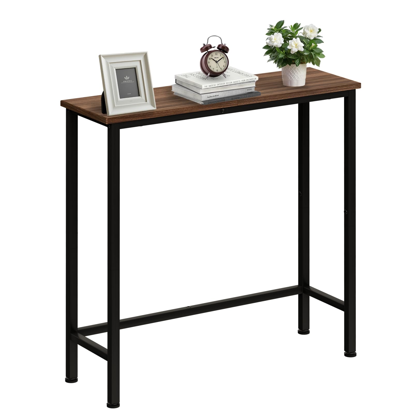 Narrow Console Table, 29.5" Small Entryway Table, Thin Hallway Tables, Slim Sofa Side Tables for Hallway, Living Room, Bedroom, Foyer, Marbleized White