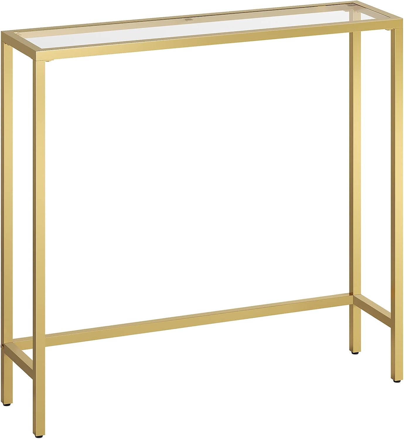 HOOBRO 29.5" Narrow Console Table, Modern Sofa Table Behind Couch, Tempered Glass Entryway Table, Small Side Table for Entrance, Living Room, Foyer, Hallway, Bedroom, Gold GD07XG01