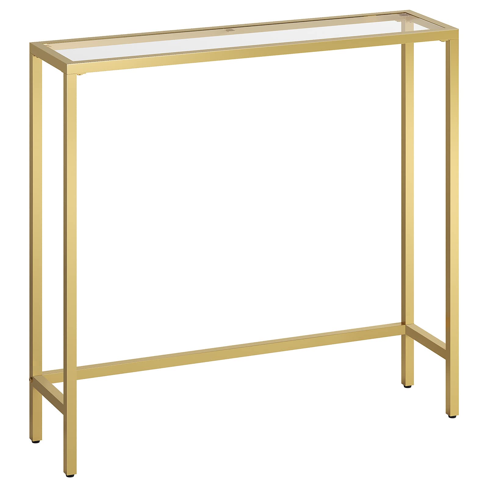 HOOBRO 29.5" Narrow Console Table, Modern Sofa Table Behind Couch, Tempered Glass Entryway Table, Small Side Table for Entrance, Living Room, Foyer, Hallway, Bedroom, Gold GD07XG01