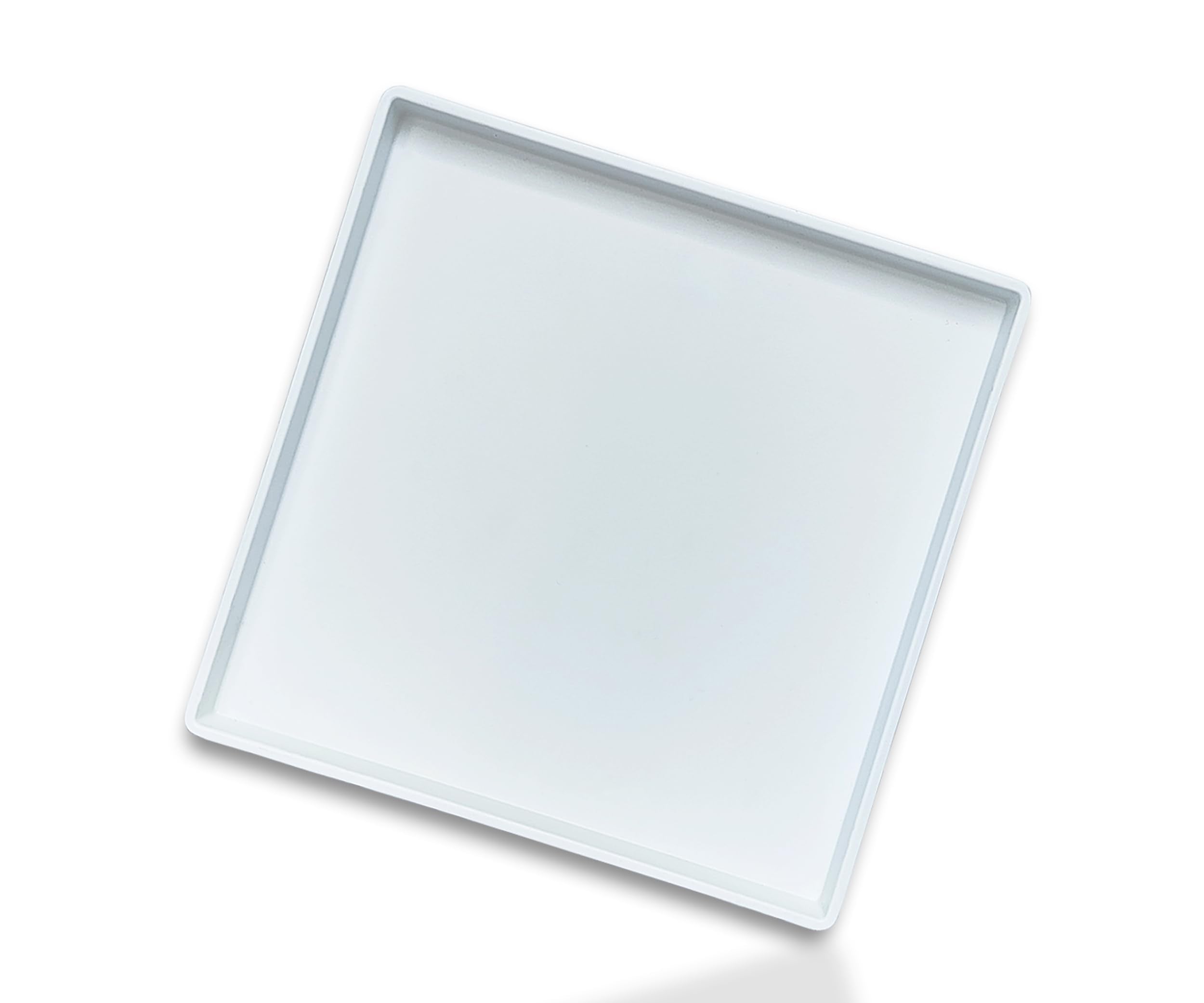 Square Tray for Organization, 11 Inch Plastic Serving Tray, Multi-Purpose Decorative Tray for Bathroom Countertop, Dresser, Ottoman & Coffee Table, Vanity Tray for Jewelry & Makeup, White