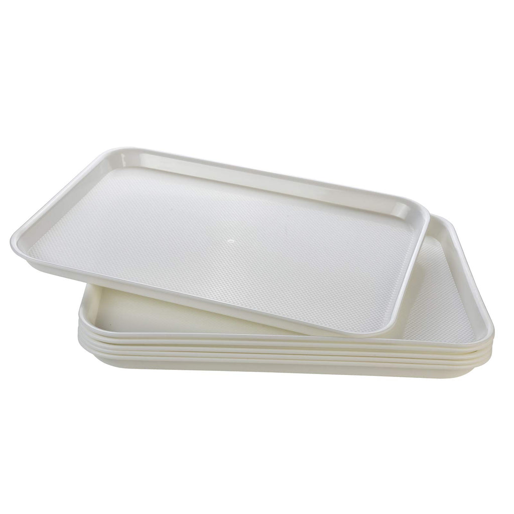 Eslite Rectangular Plastic Serving Trays,Fast Food Serving Cafeteria Trays,17"X13",Set of 6 (Grey)