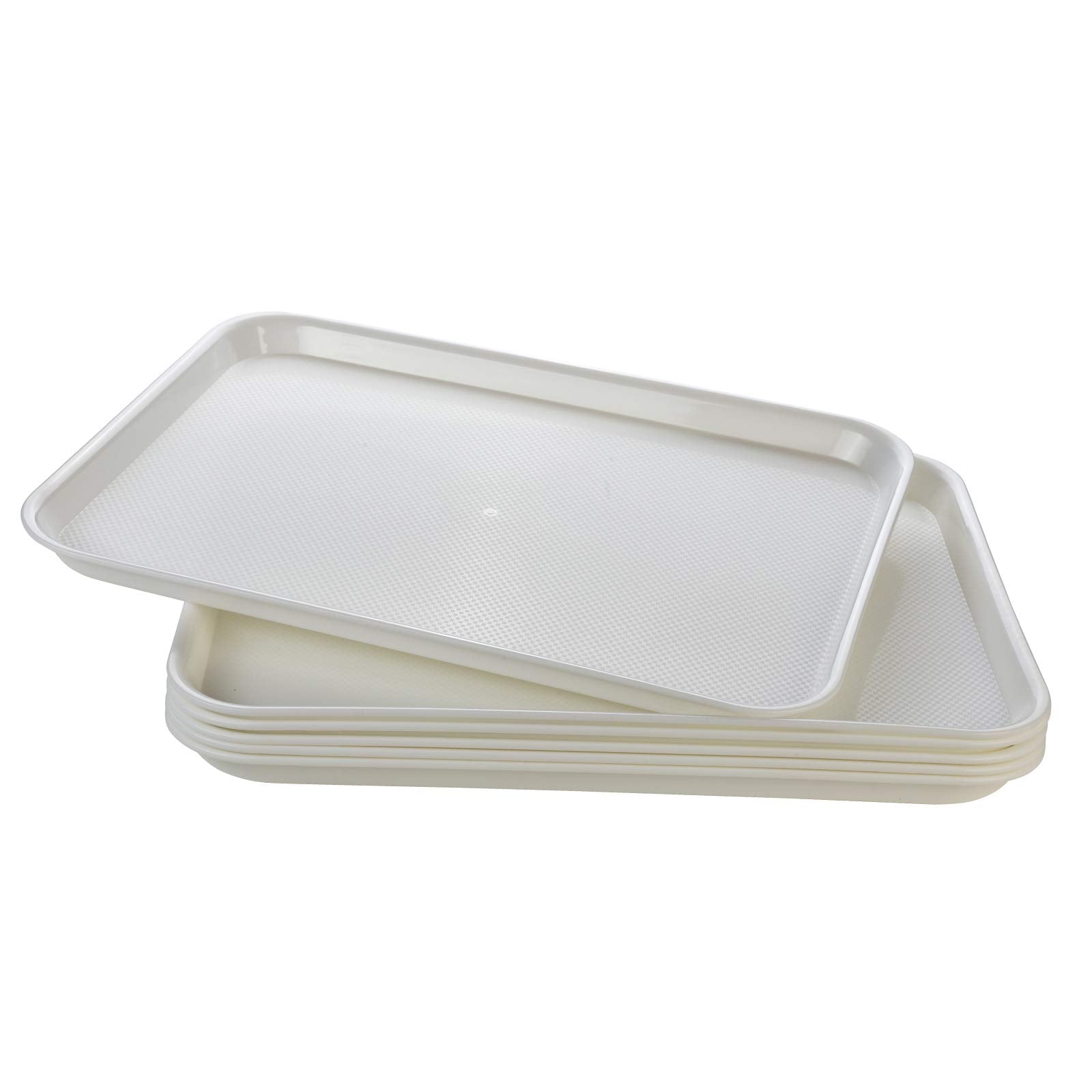 Eslite Rectangular Plastic Serving Trays,Fast Food Serving Cafeteria Trays,17"X13",Set of 6 (Grey)
