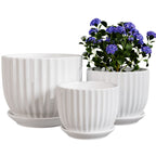 Ton Sin Ceramic Plant Pots for Indoor Houseplants, Cute Decorative Flower Planters with Drainage Holes & Matching Saucers, Hand-Painted Yellow Sunflower Design, 6.7/5.5/4.3 Inch Sizes