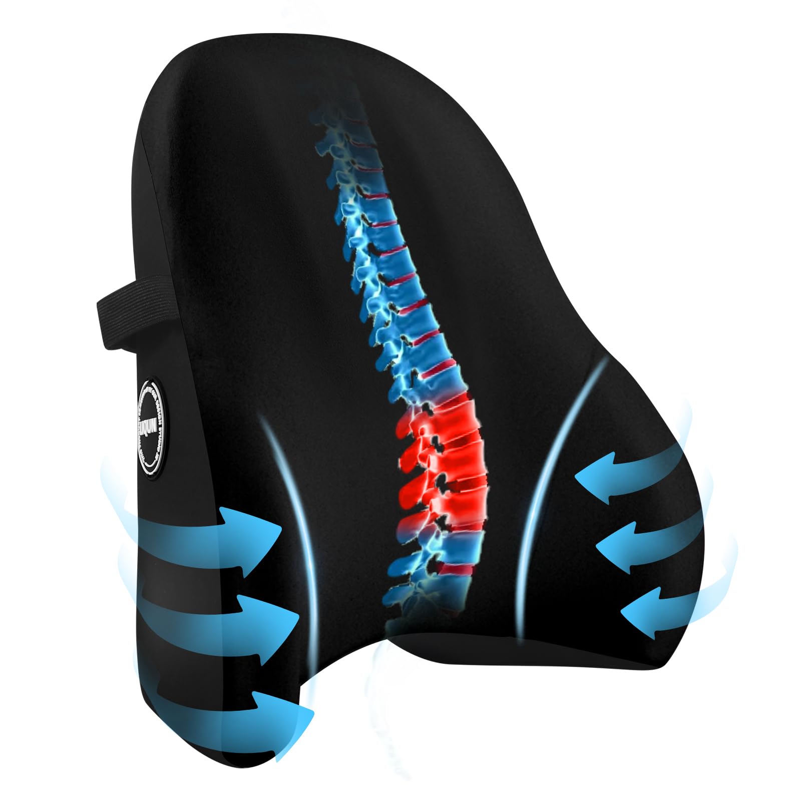 LIQUN Memory Foam Seat Waist Pillow, for Office Chair, Car, Game Chair Lower Back Pain Relief and Improve Posture Lumbar Support Pillow, (Black)