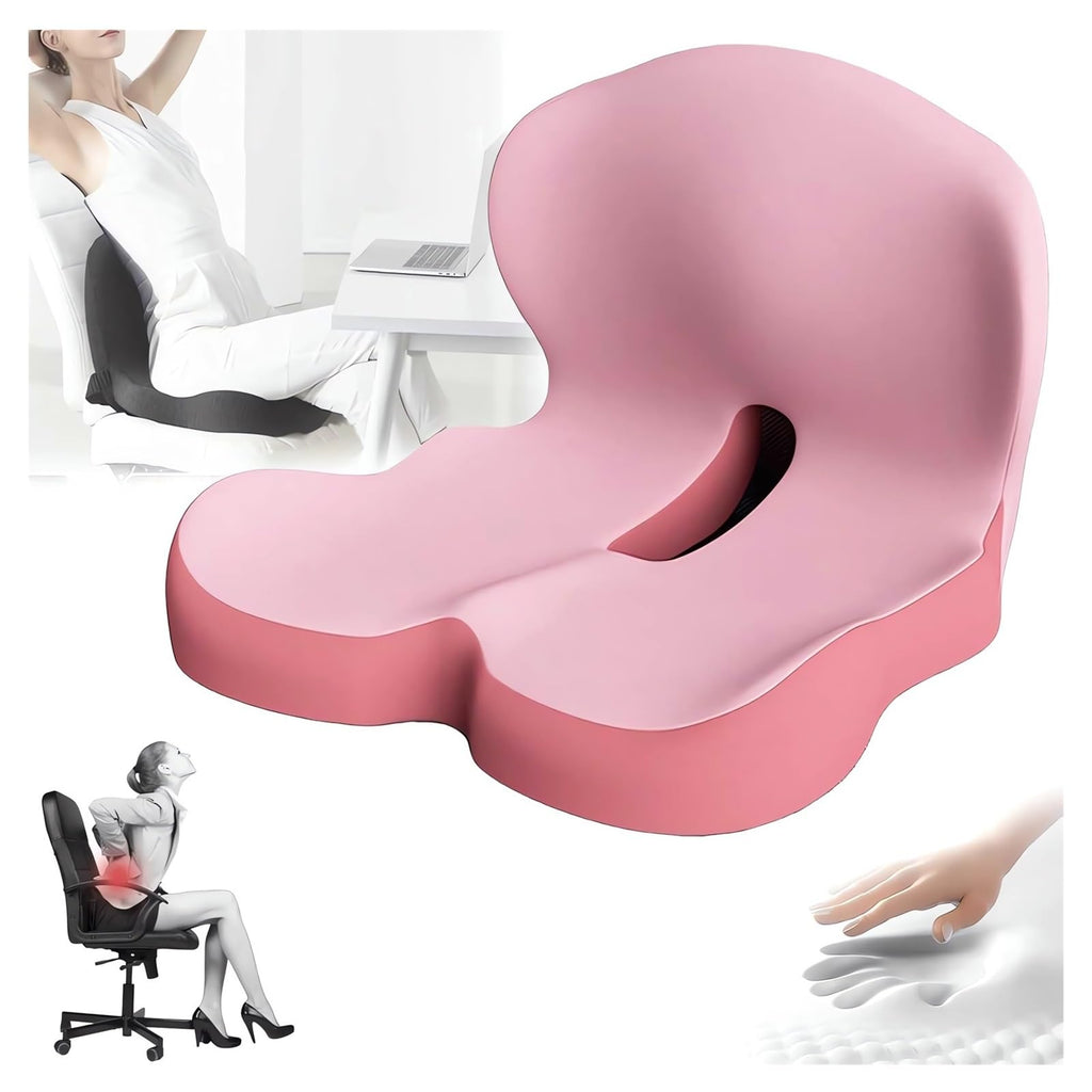 Memory Foam L-Shaped Integrated Seat Cushions for Car Truck Driver Ergonomic L Shape Lumbar Cushion Sciatica Back Pain Relief Office Chair Butt and Back Support Pillow Long Driving Booster Seat (G1)