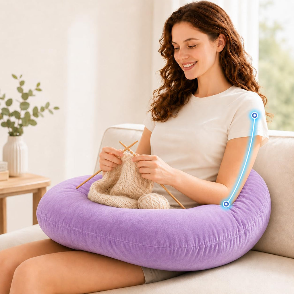vamorry Gaming Pillow Arm Support Pillow for Bed & Sofa: Ergonomic U-Shaped Lap Pillow with Elbow Rest for Adults & Kids - Reduces Arm Pain & Fatigue During Gaming, Reading, Working & Crocheting