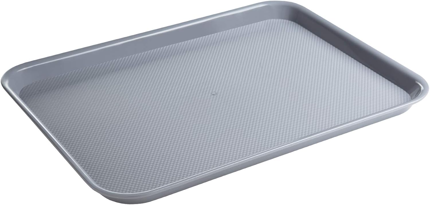 Eslite Rectangular Plastic Serving Trays,Fast Food Serving Cafeteria Trays,17"X13",Set of 6 (Grey)