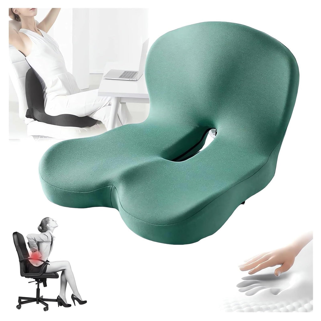 Memory Foam L-Shaped Integrated Seat Cushions for Car Truck Driver Ergonomic L Shape Lumbar Cushion Sciatica Back Pain Relief Office Chair Butt and Back Support Pillow Long Driving Booster Seat (G1)